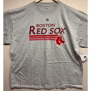 Boston Red Sox MLB Majestic T-Shirt Mens Gray Graphic 3XL Big Logo Baseball NWT